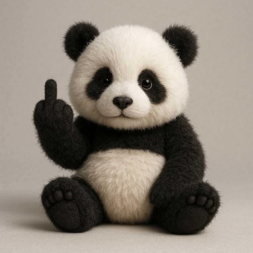 Cute middle finger plush panda