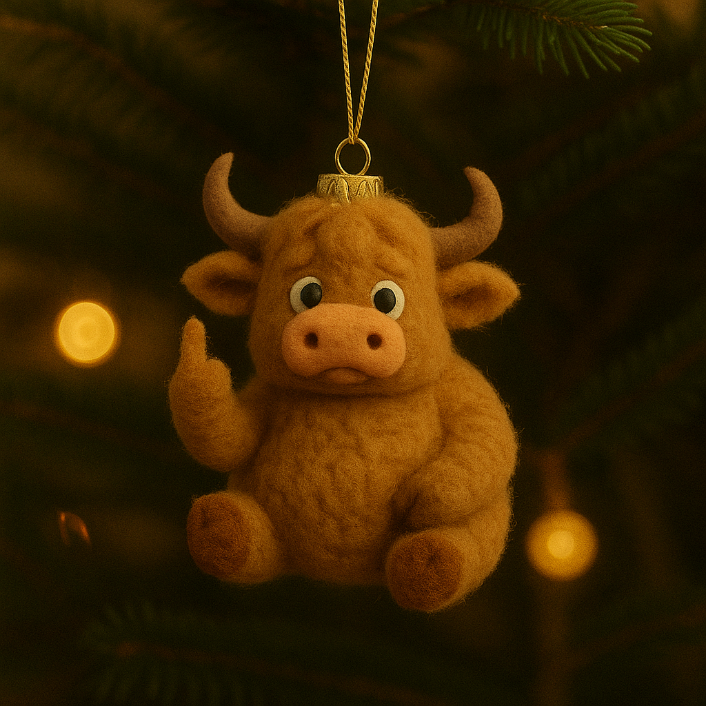 Christmas Felt Highland Cow Ornament