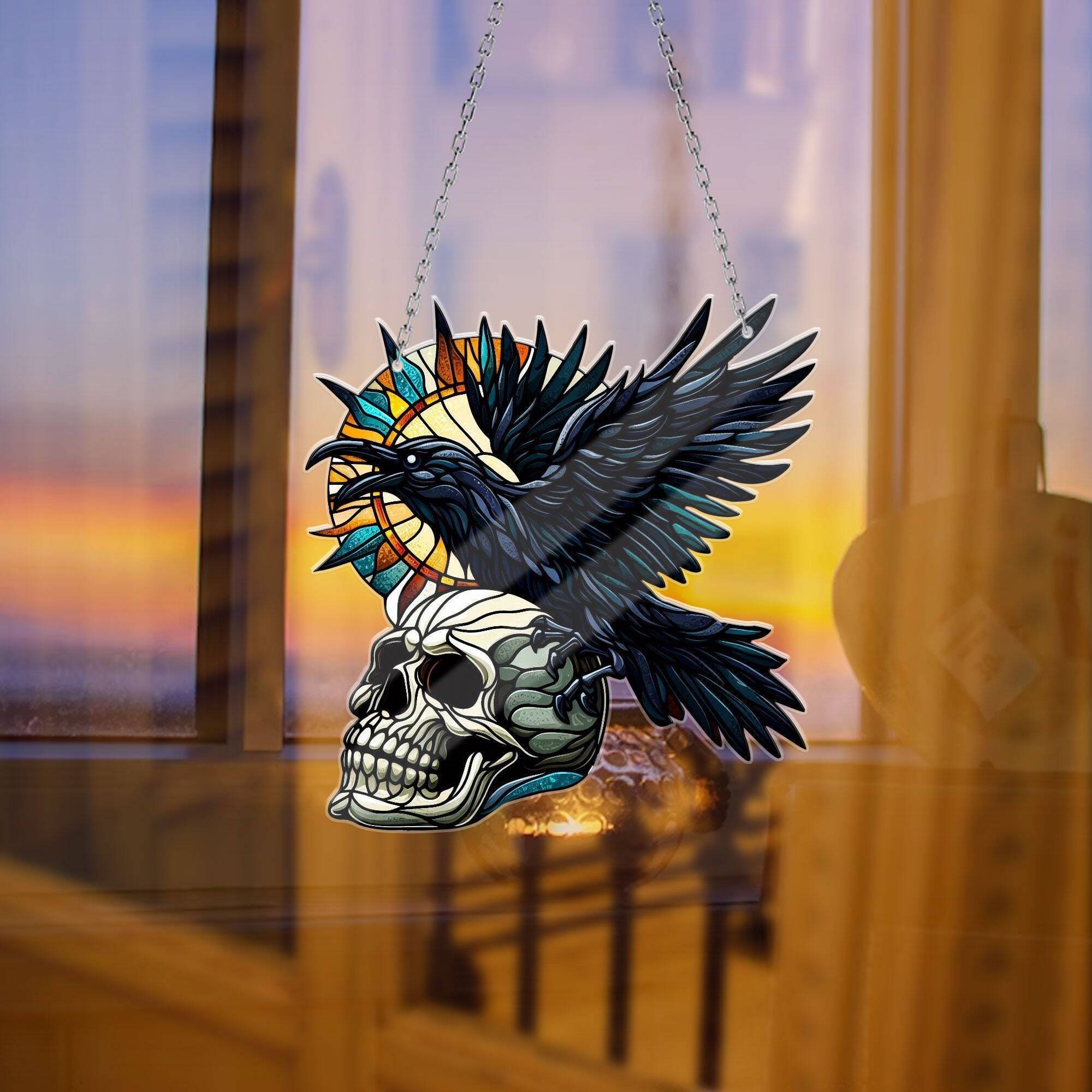 ☠Skull Acrylic Bird Window Hanging