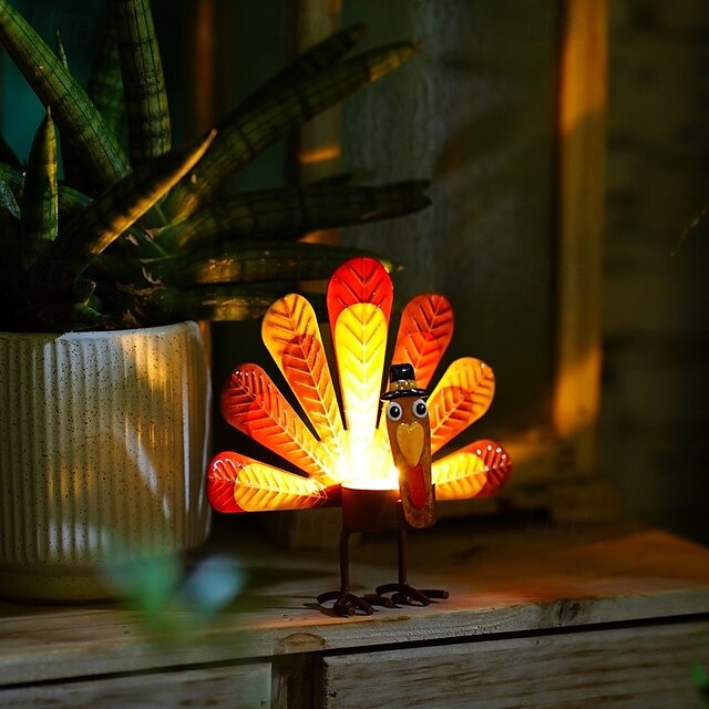 🥰🎁Colorful Turkey Metal Tea Light Candle Holder | Thanksgiving Tabletop Decoration