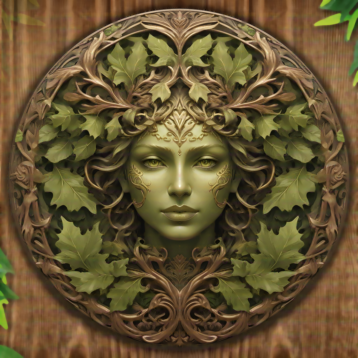 Green Woman Metal Sign