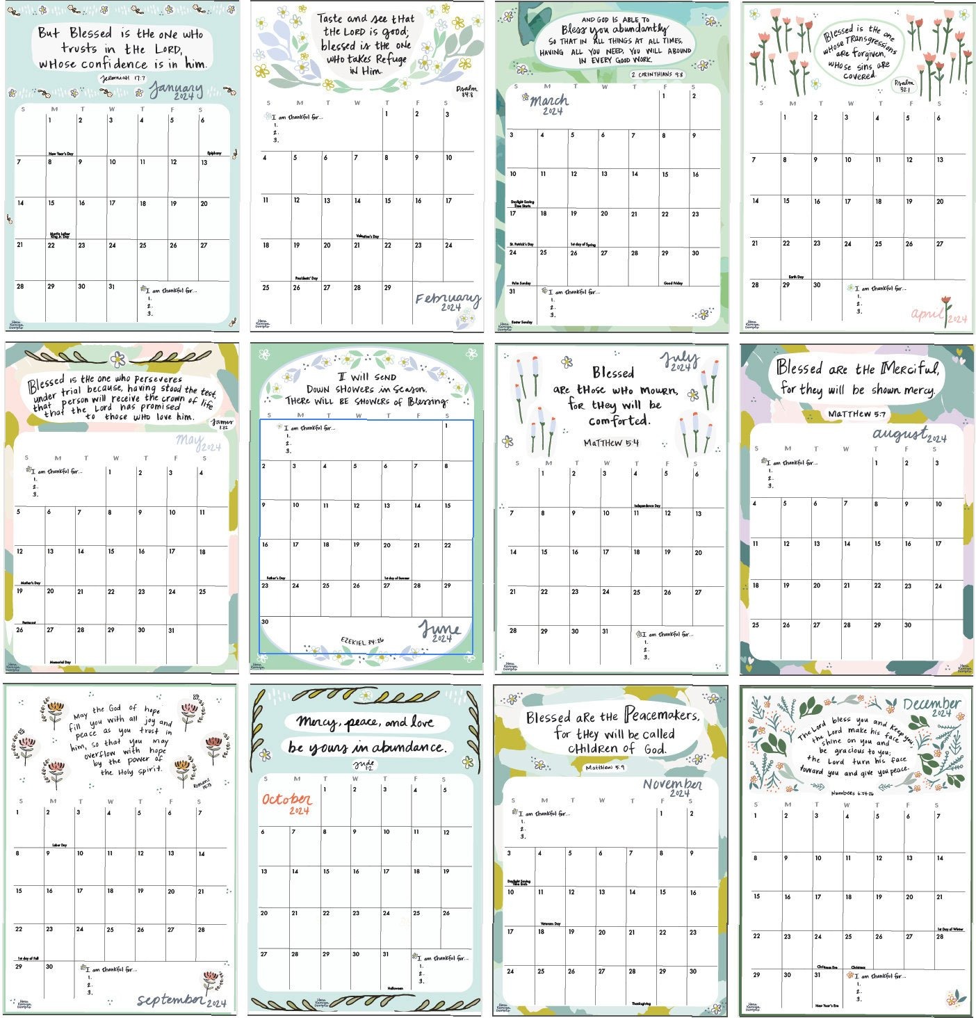 2024 Wall Calendar, Christian gifts for Women