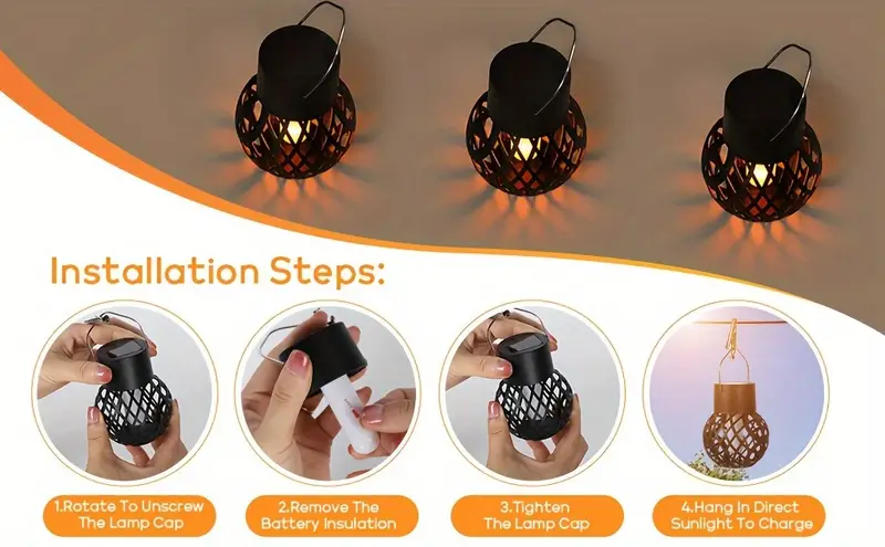 8 pack hanging solar lights outdoor waterproof mini solar lanterns outdoor hanging with flickering flame solar powered landscape garden lights for camping christmas decor patio garden walkway details 1