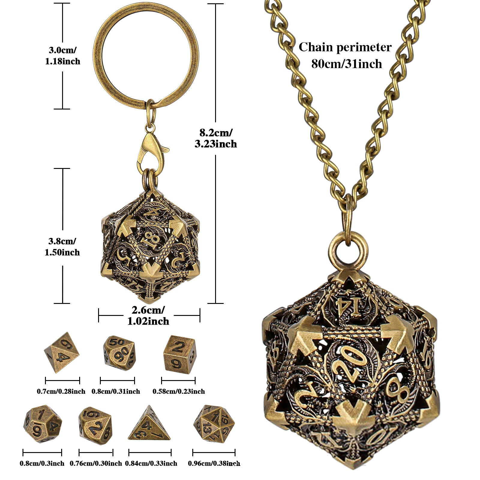 Mini DND Dice Metal 7-Piece Set