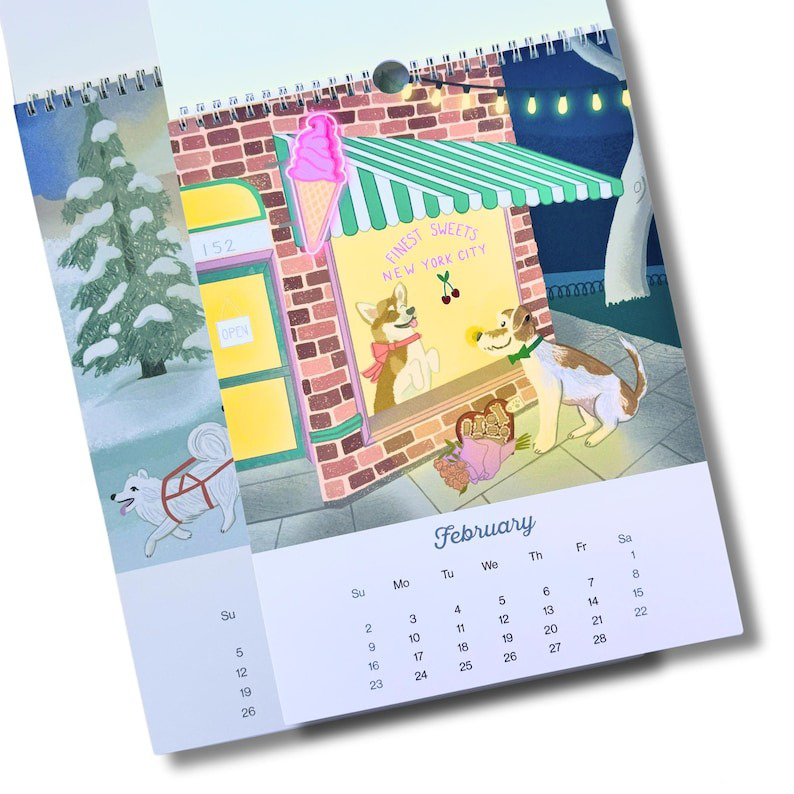 🐶Dog Days - A 2025 Month to Month Illustrated Wall Calendar