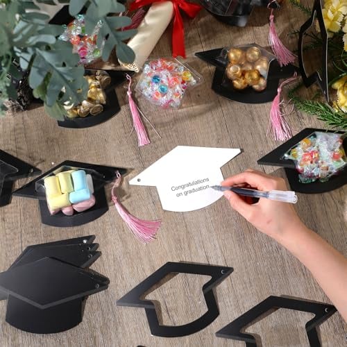 30 Pcs Graduation Cap Candy Card 2026 Class Grad Candy Dome Greeting Card Gift with Tassel Chocolate Holder for Friend Students Teachers School Party Favors Candy Holder Graduation Gifts Supplies