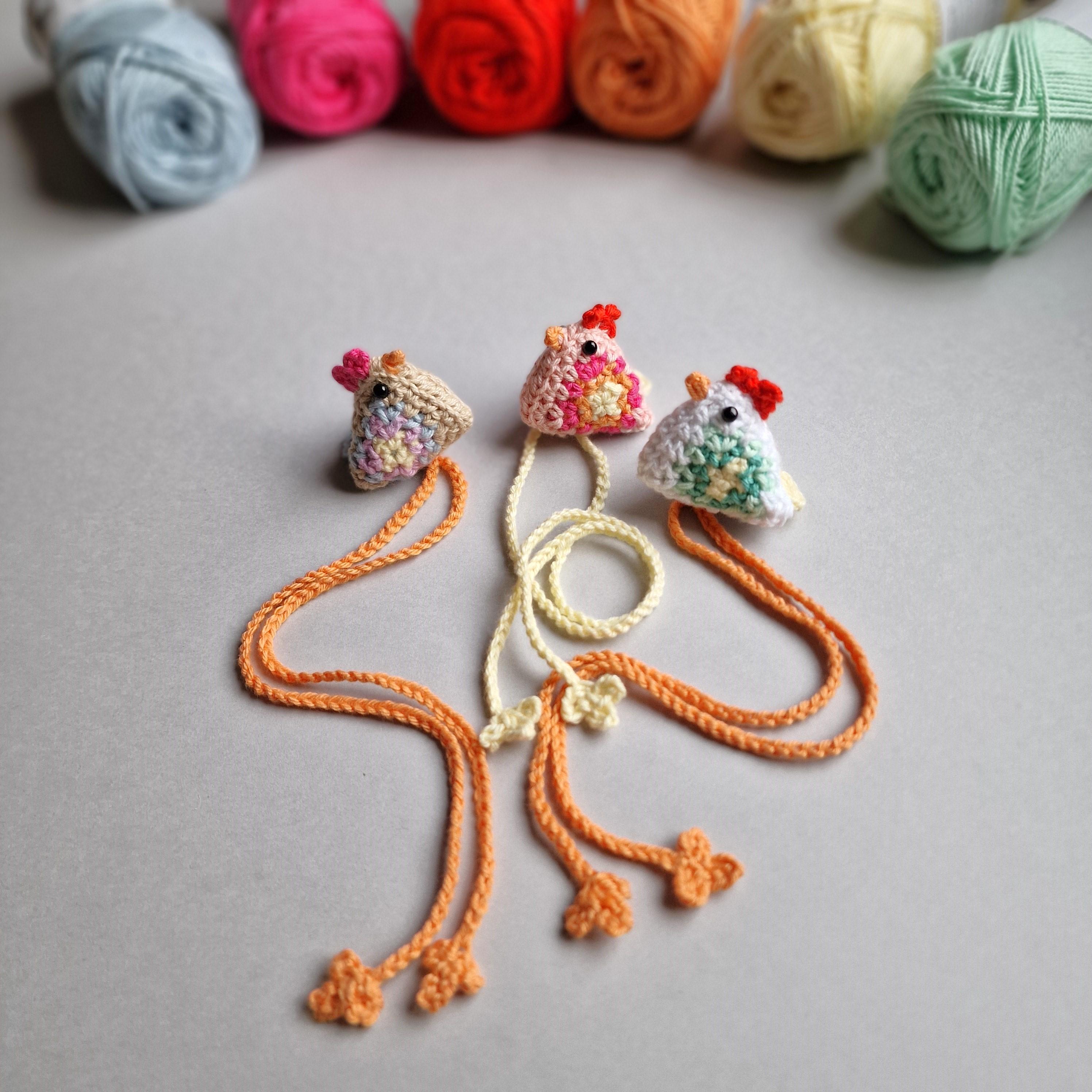 Crochet Colorful Chicken Bookmark