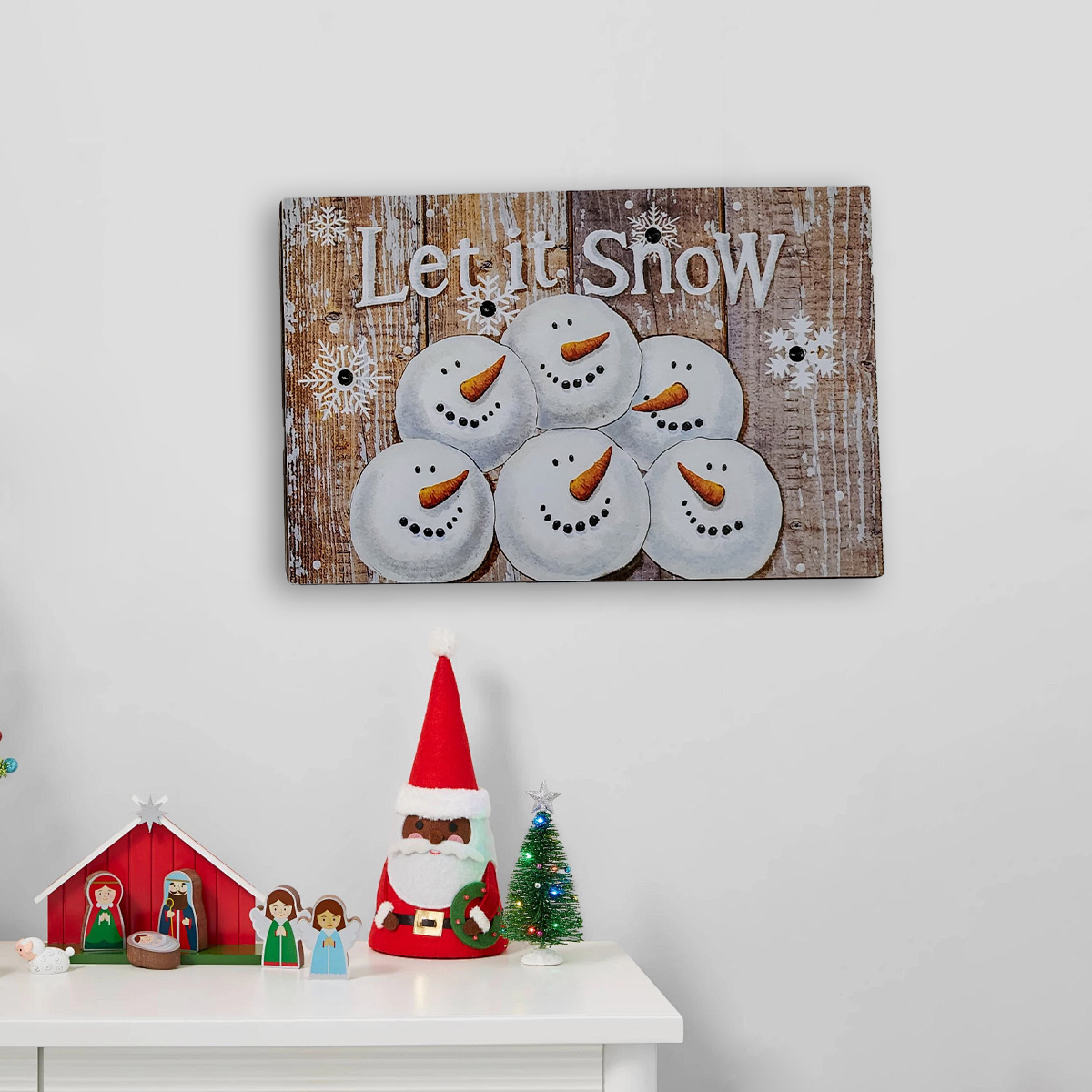 Wooden Christmas Snowman Figurines