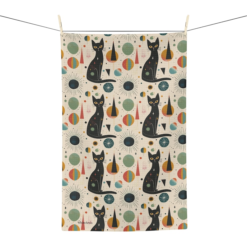 🤣Atomic Cat Mid Century Tea Towel