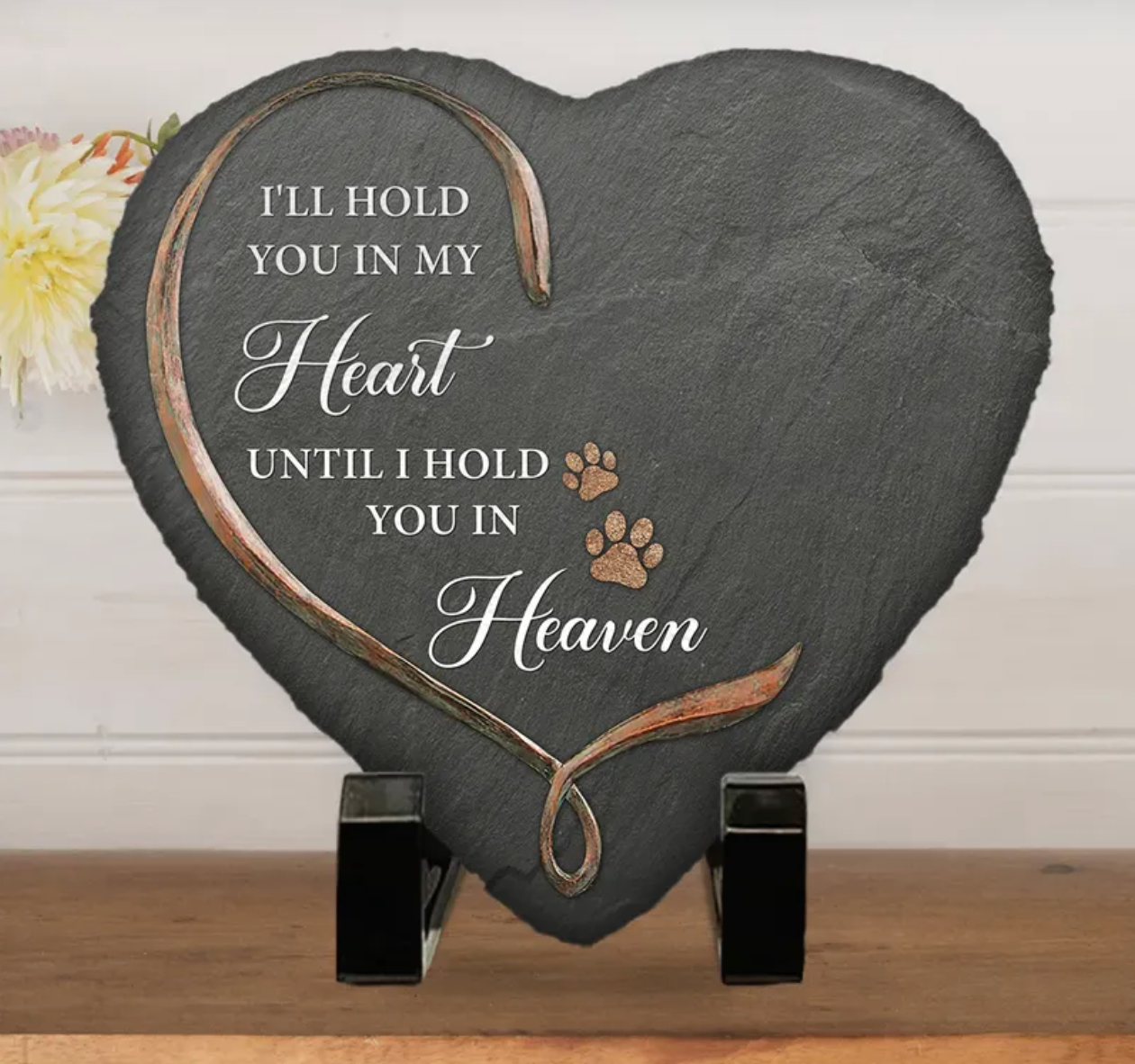 Paw And Angel Wings - Personalized Custom Pet Memorial Stone