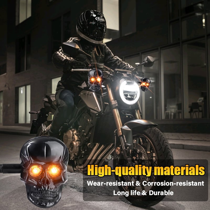 🏍️2025 Halloween Pre-Sale💥Skull Head LED Amber Turn Signal Indicator Light