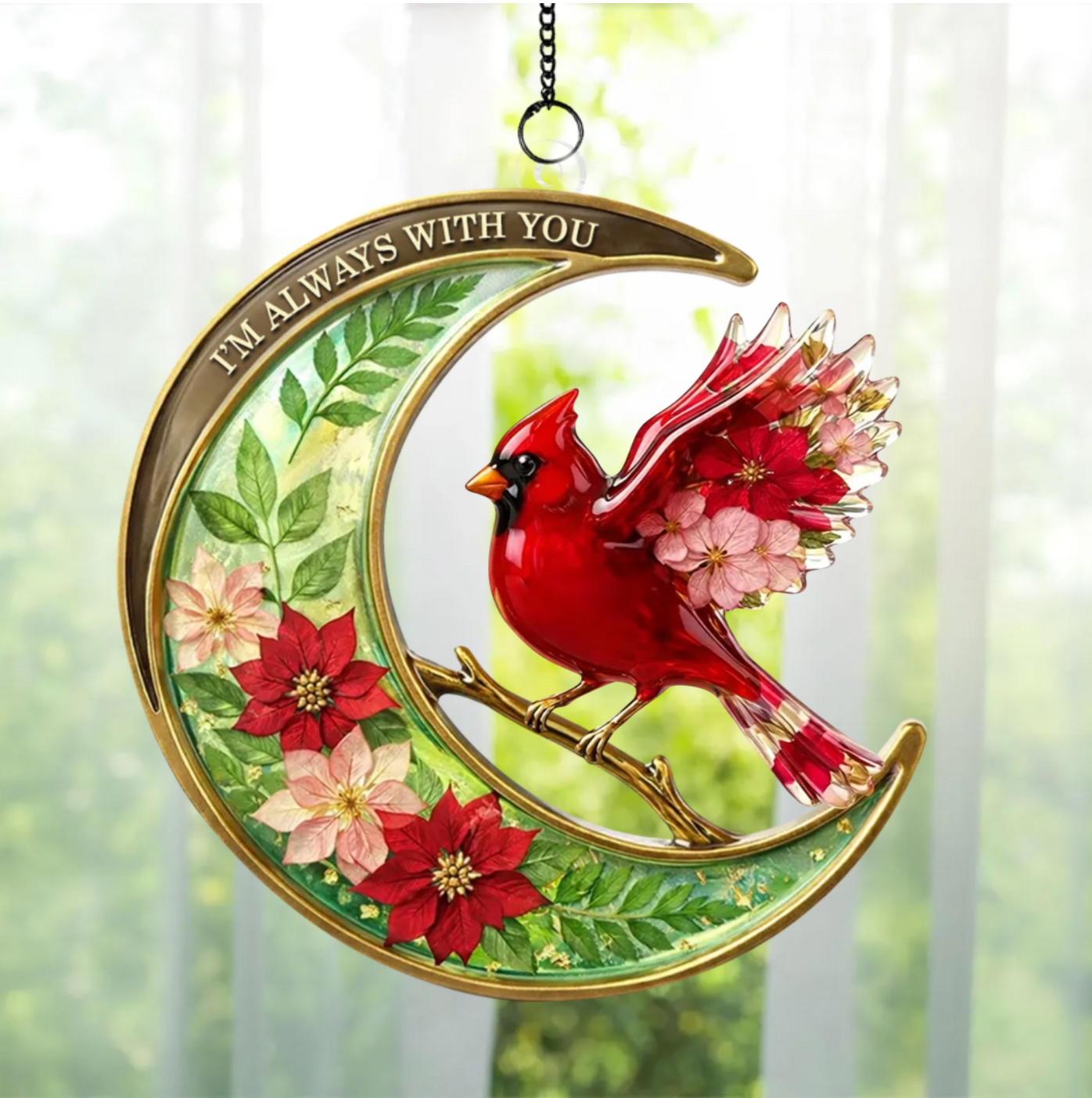 Cardinal Moon "I'm Always With You" Suncatcher