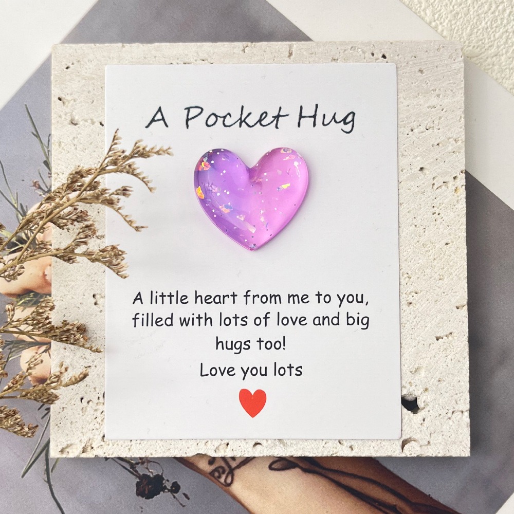 💕💕Little Heart Pocket Hugs Love Symbol Card (Cute resin heart decora