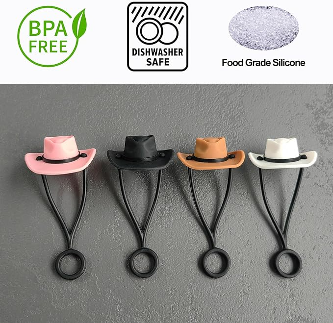 🔥BUY 2 FREE SHIPPING-🤠4 Pack Silicone Cowboy Hat Straw Covers Cap