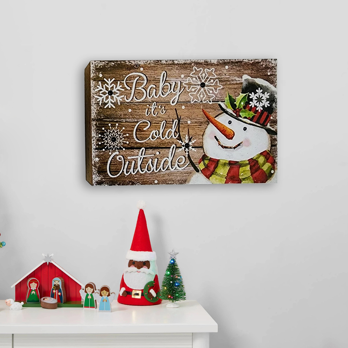 Wooden Christmas Snowman Figurines