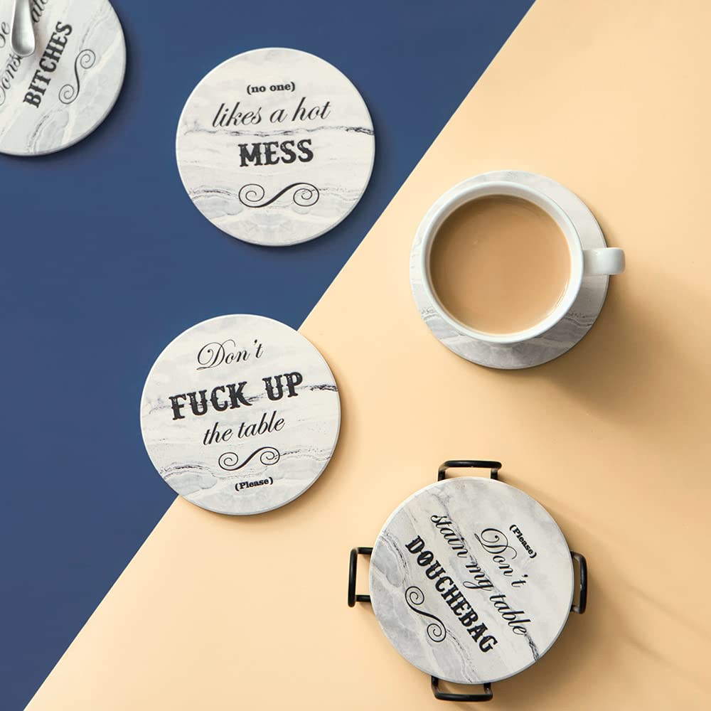 Funny Coasters for Drinks with Holder