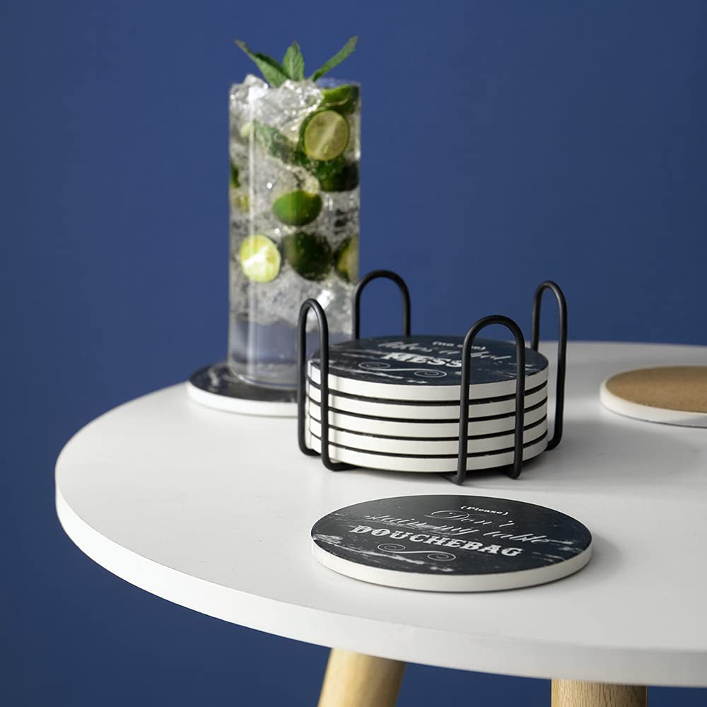 Funny Coasters for Drinks with Holder