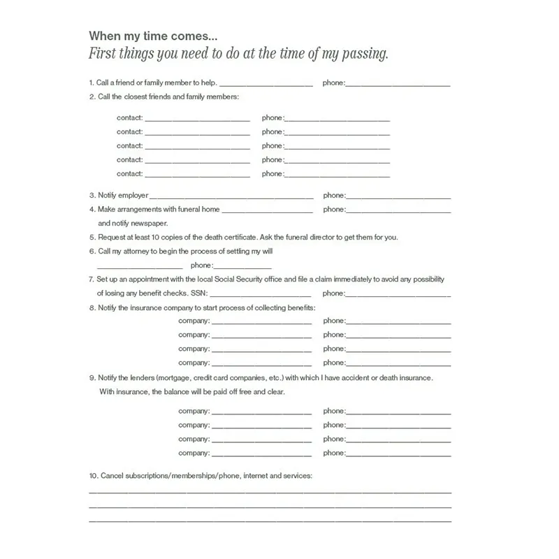 Putting Things In Order to help my loved ones when I'm gone