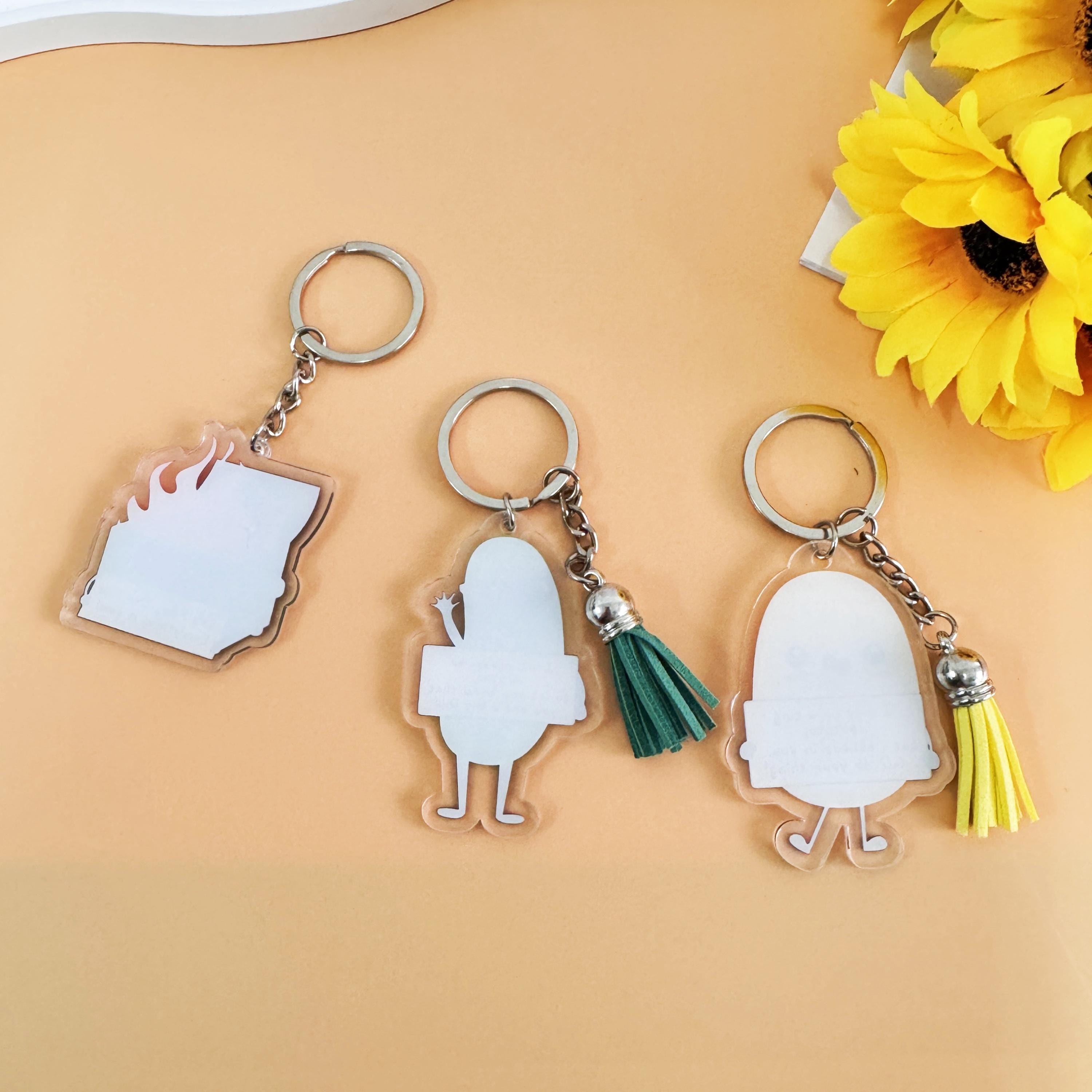 Dumpster Fire/Pickle/Potato Keychain with Positive Quote