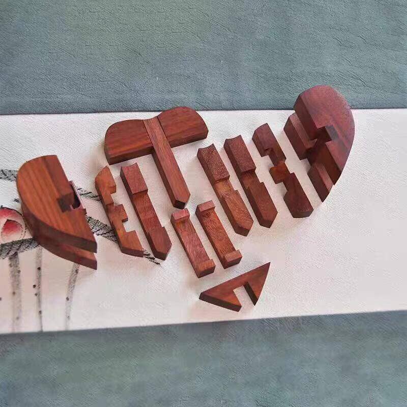 💝💍Vintage Wooden Heart Puzzle Ring Box