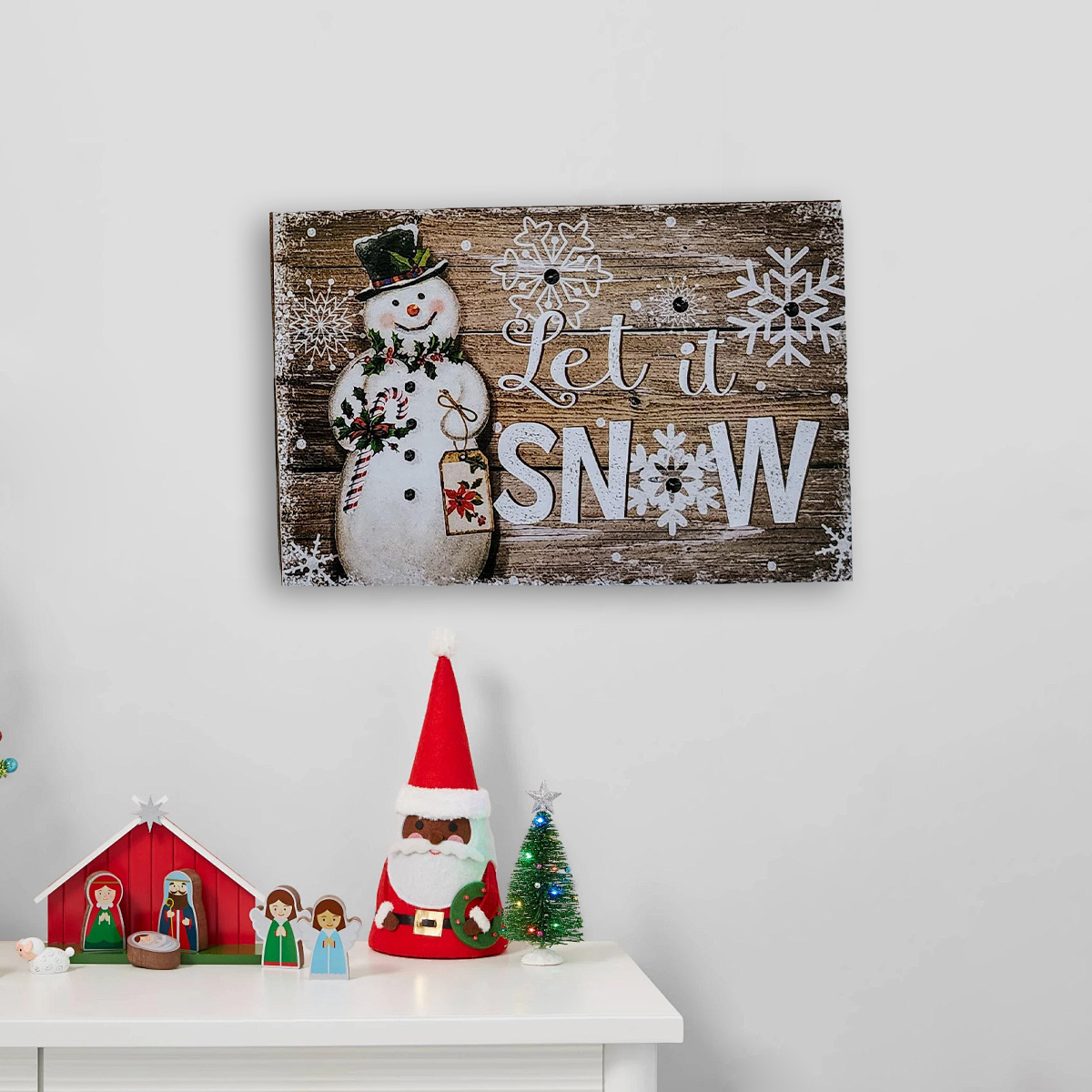 Wooden Christmas Snowman Figurines