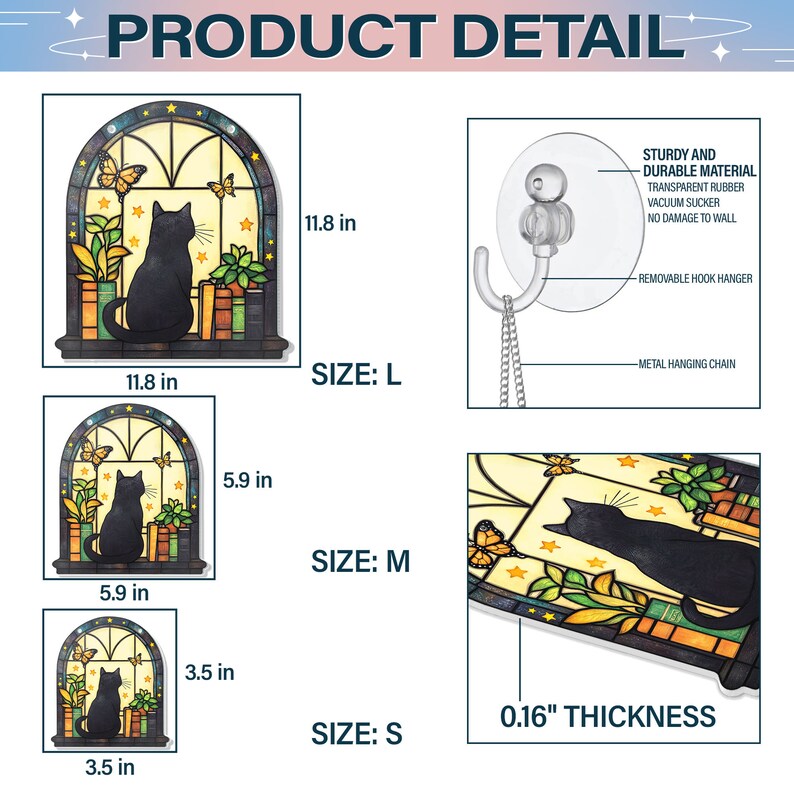 Black Cat And Book Suncatcher Ornament