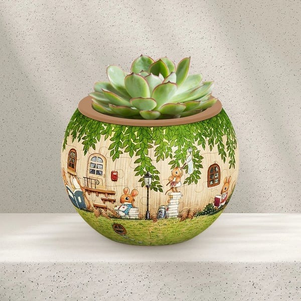 🧩Bird and Flower Puzzle Flowerpot