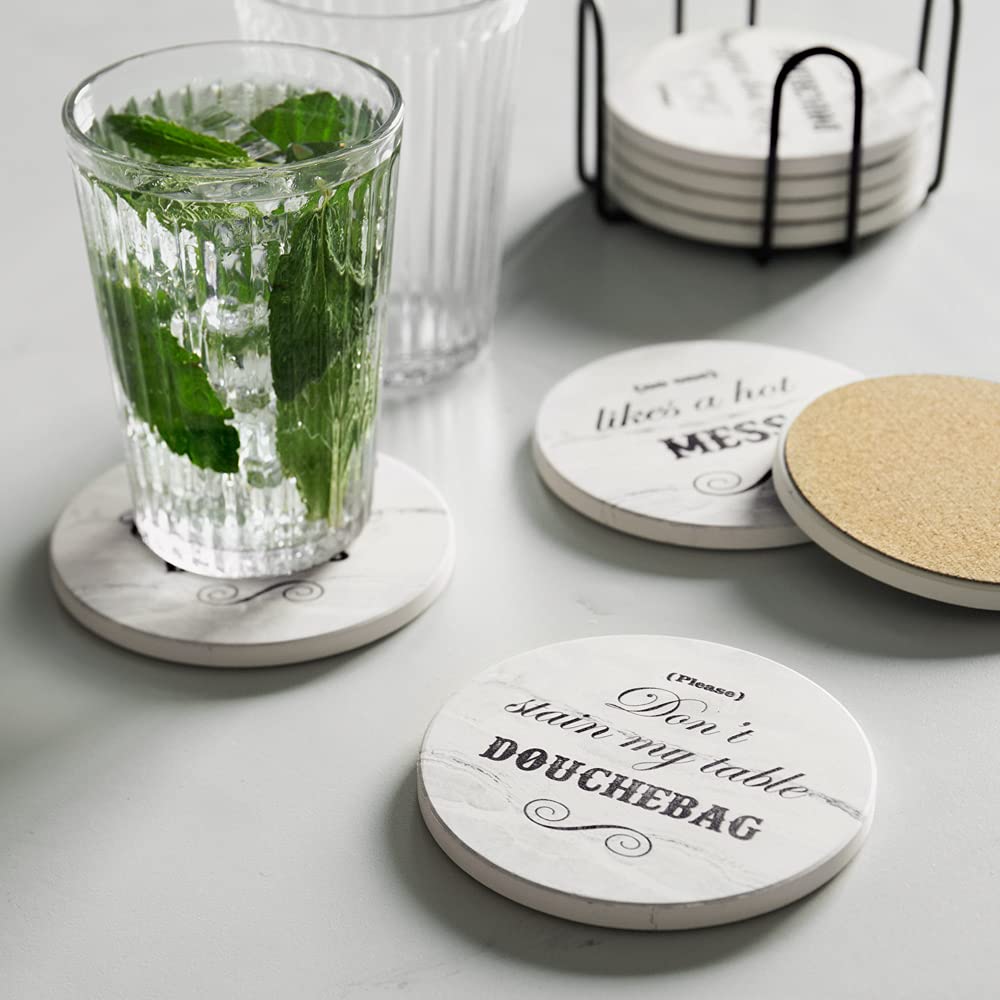 Funny Coasters for Drinks with Holder