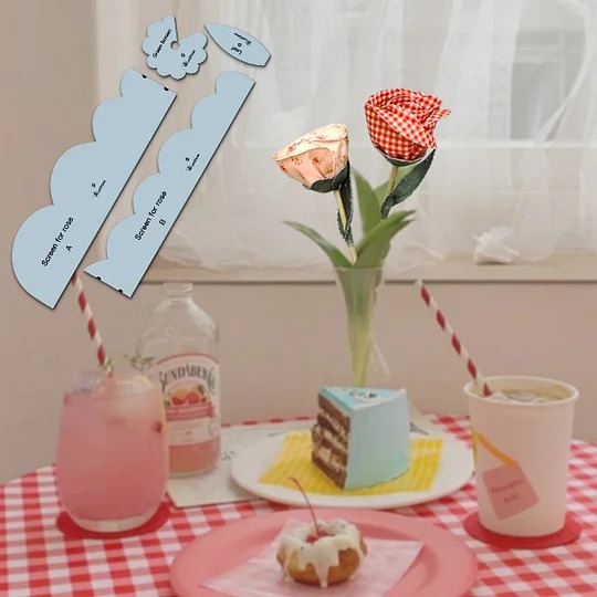 Fabric Roses - With Instructions + Template