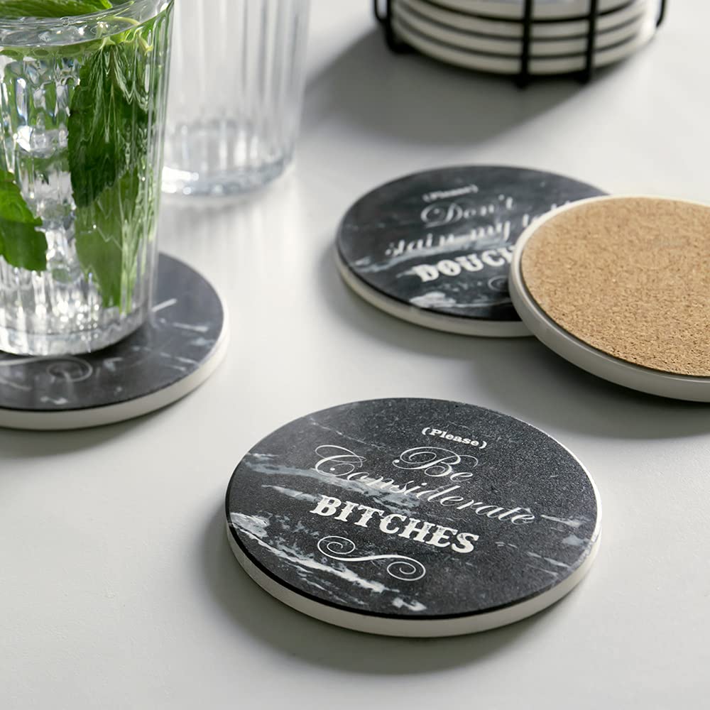 Funny Coasters for Drinks with Holder