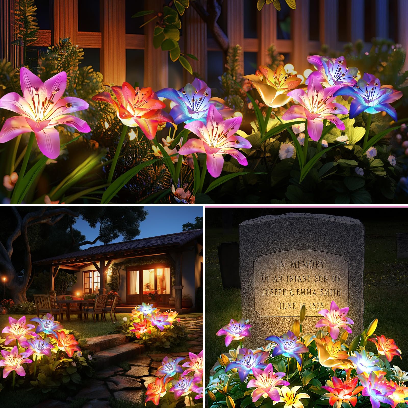 Solar-Powered  Blooming Lily Flowers Lights