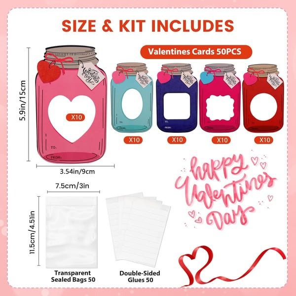 💖Mason Jar Happy Valentines Day Cards🍬