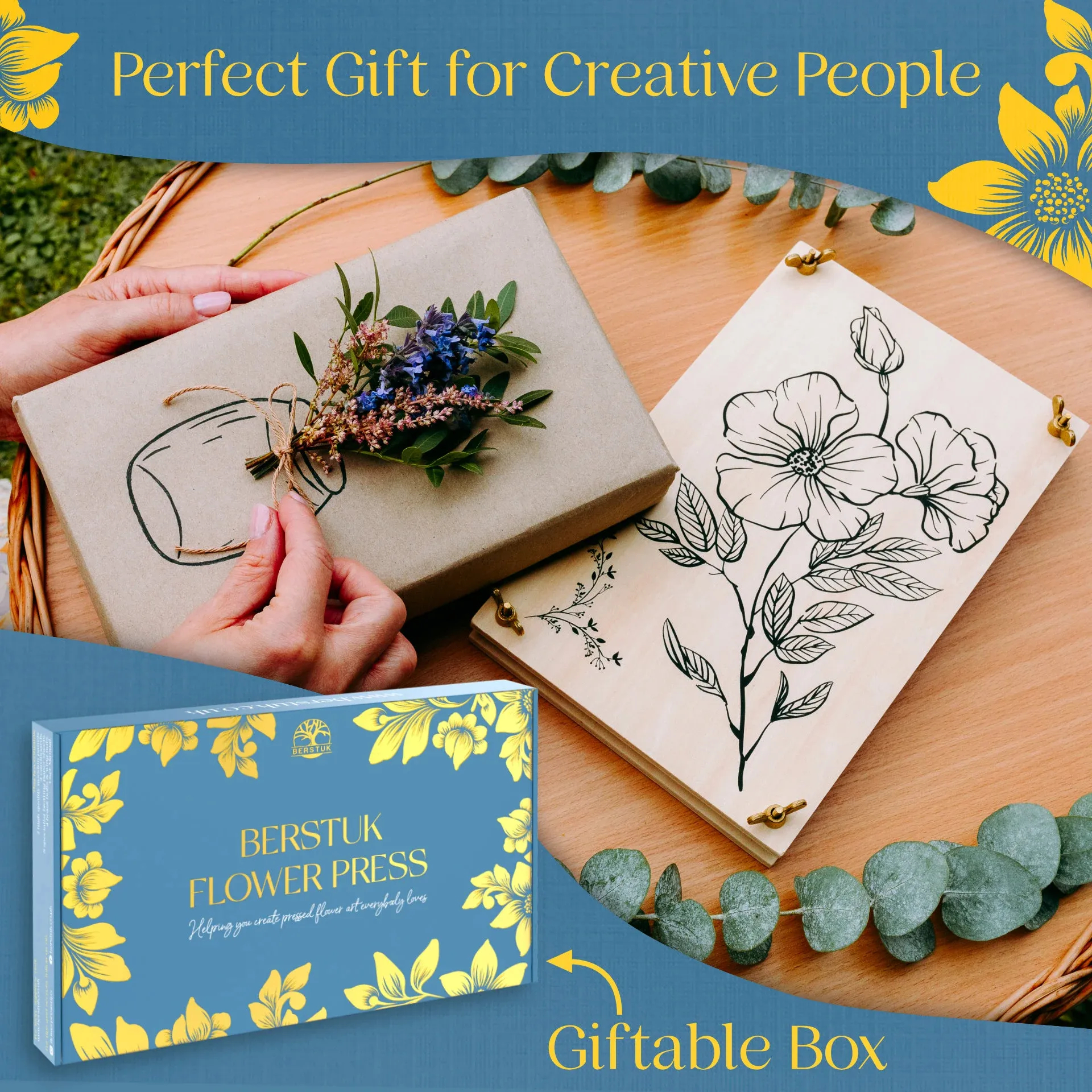 🌸Wooden Flower Press Kit - 🎁Great Gift For Arts and Crafts Lovers