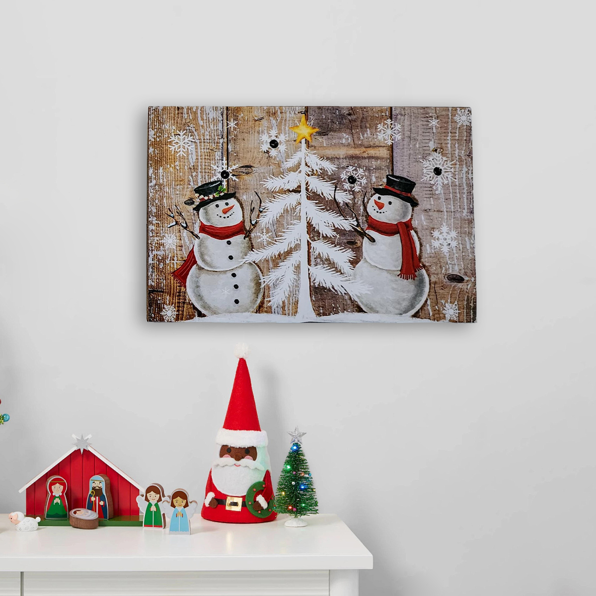 Wooden Christmas Snowman Figurines