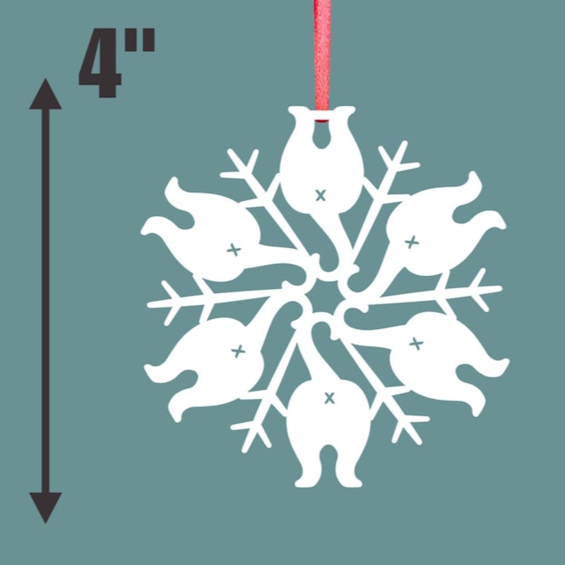 Cat Butt Snowflake Ornament