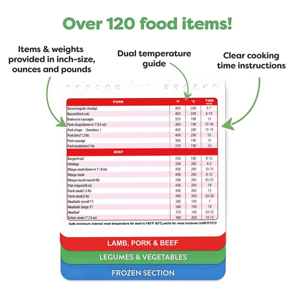Air Fryer Cheat Sheet Cooking Guide Booklet