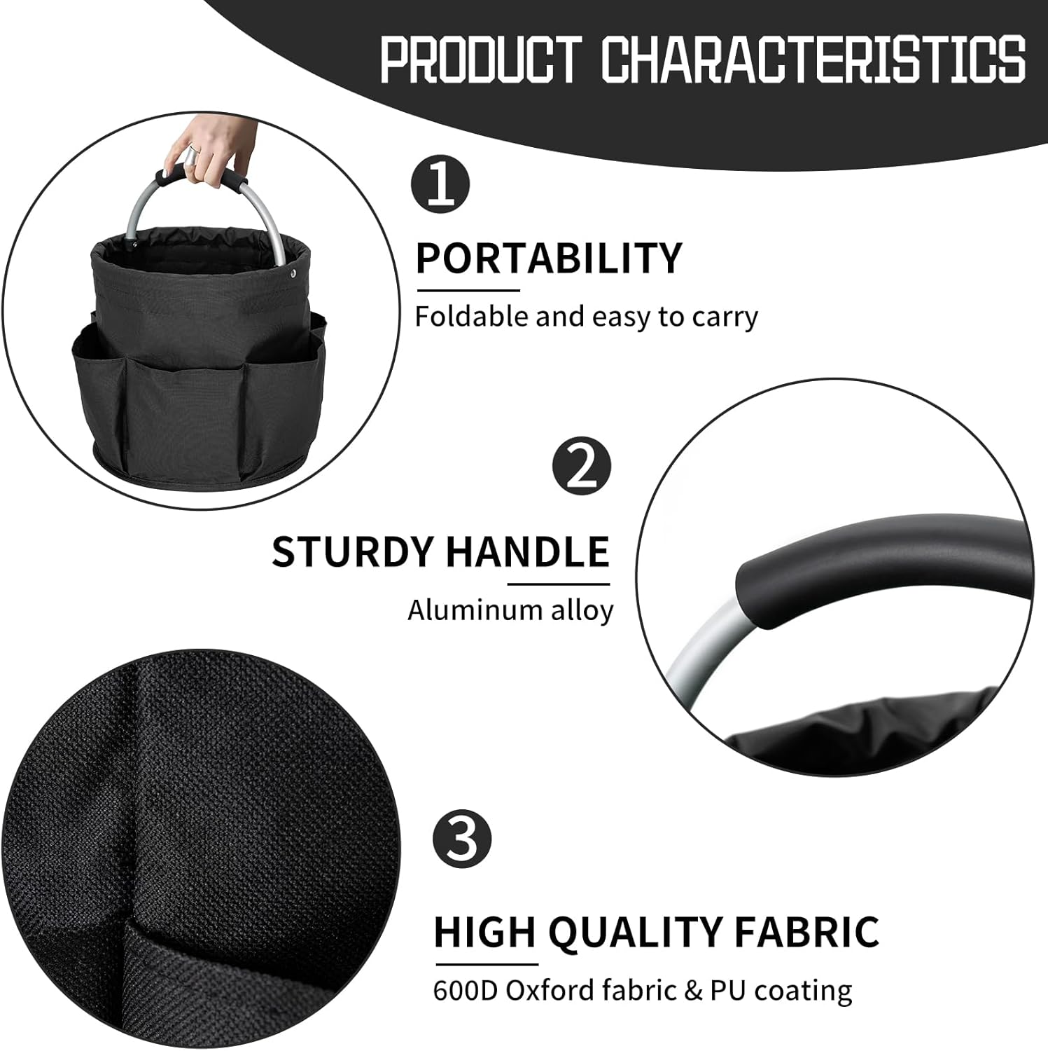 Foldable storage basket for gardening and camping