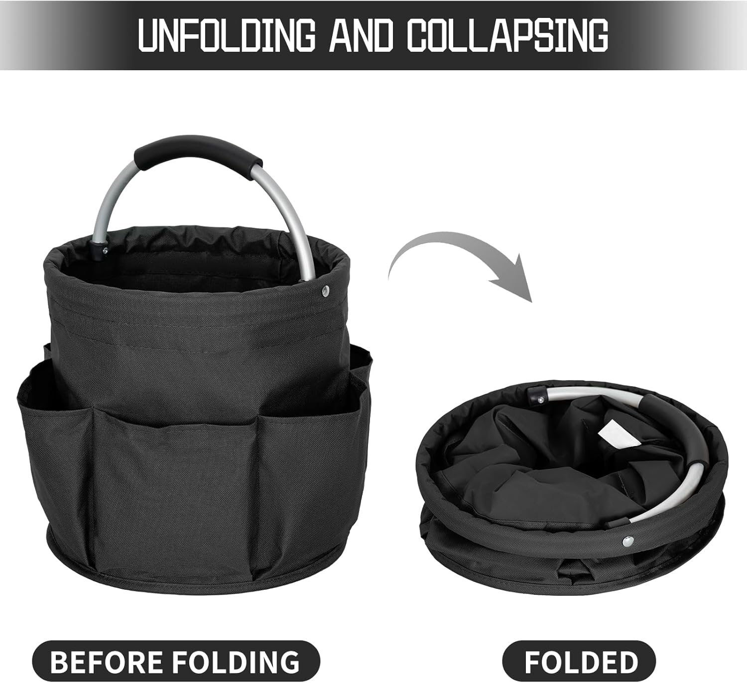 Foldable storage basket for gardening and camping