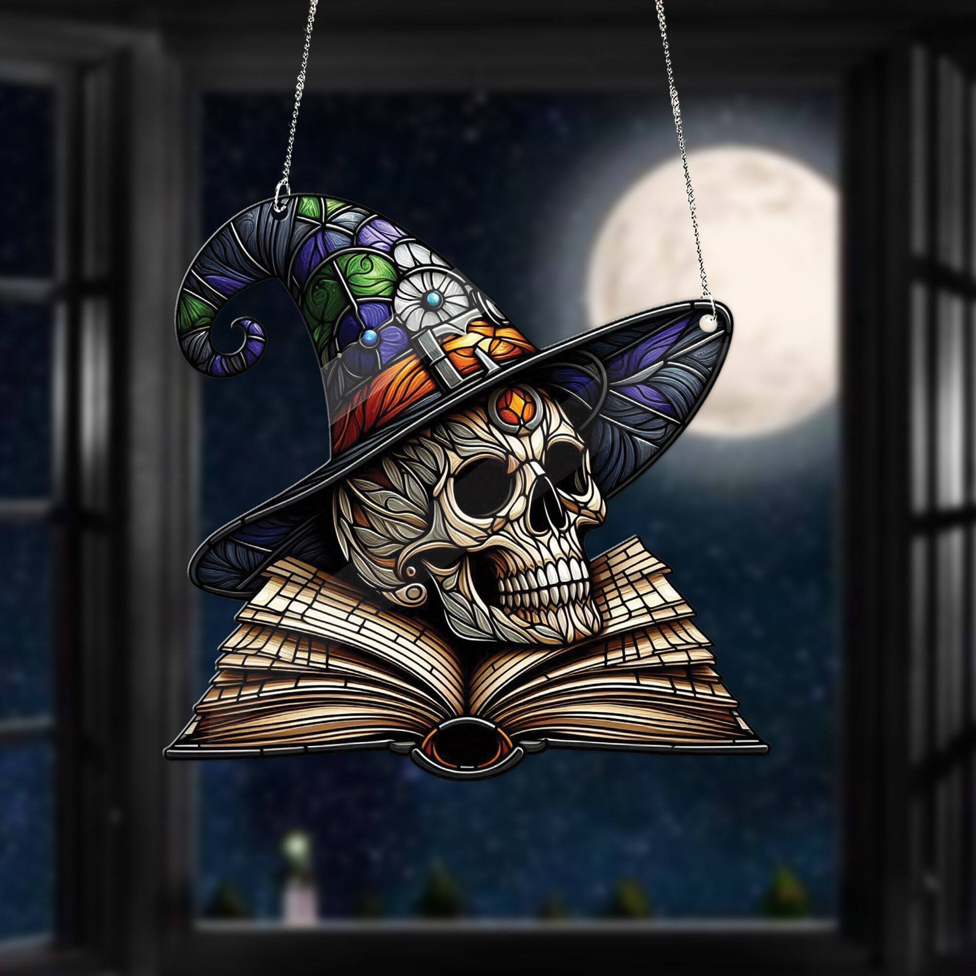 ☠Skull Acrylic Bird Window Hanging