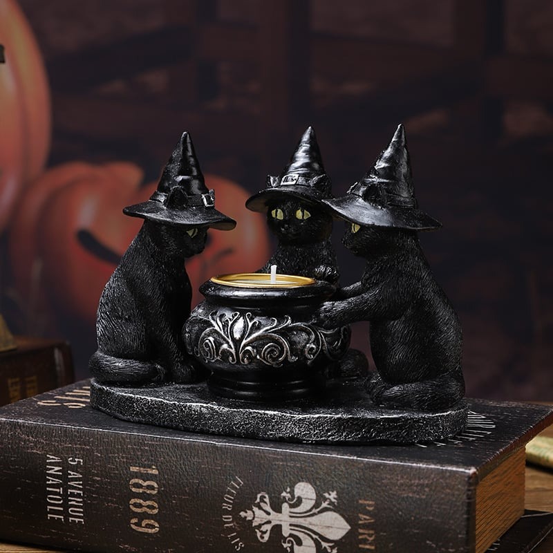 🔥Halloween Hot Sale🕯️Ghost Wizard Magic Cat Candlestick（not include candles）