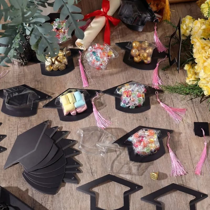 🎓30-pack graduation cap candy cards, 2026 graduation candy dome greeting card gift with tassel chocolate box