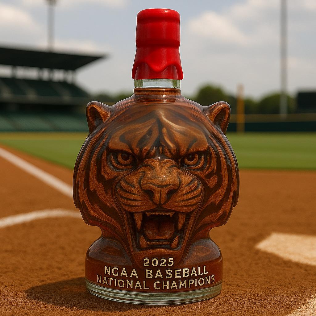 LSU Tigers 2025 NCAA Baseball National Champion Whiskey bottle