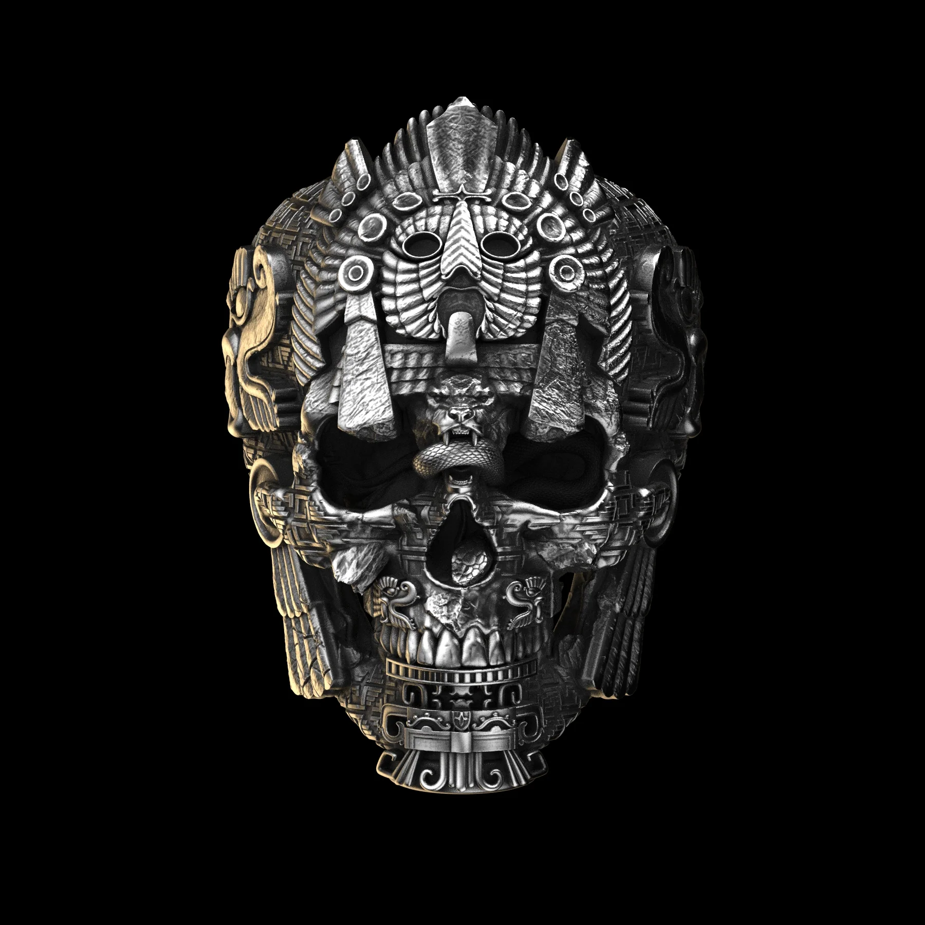 Sterling Silver Black Skull Ring