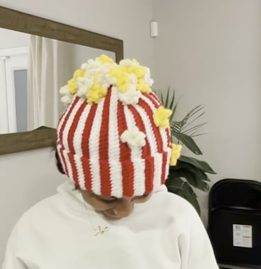 🔥LAST DAY 50% OFF -Crochet Popcorn Hat: Your New Go-To Cozy Snack Vibe🍿