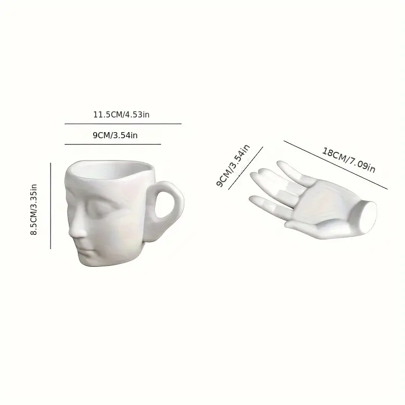 Ceramic Face Coffee Cup with Dish and Spoon