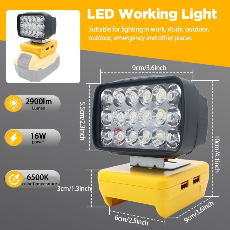 🔥Last Day Promotion 49% OFF-Flood Work Light, LED Work Light Compatible With For 18V Lithium Battery