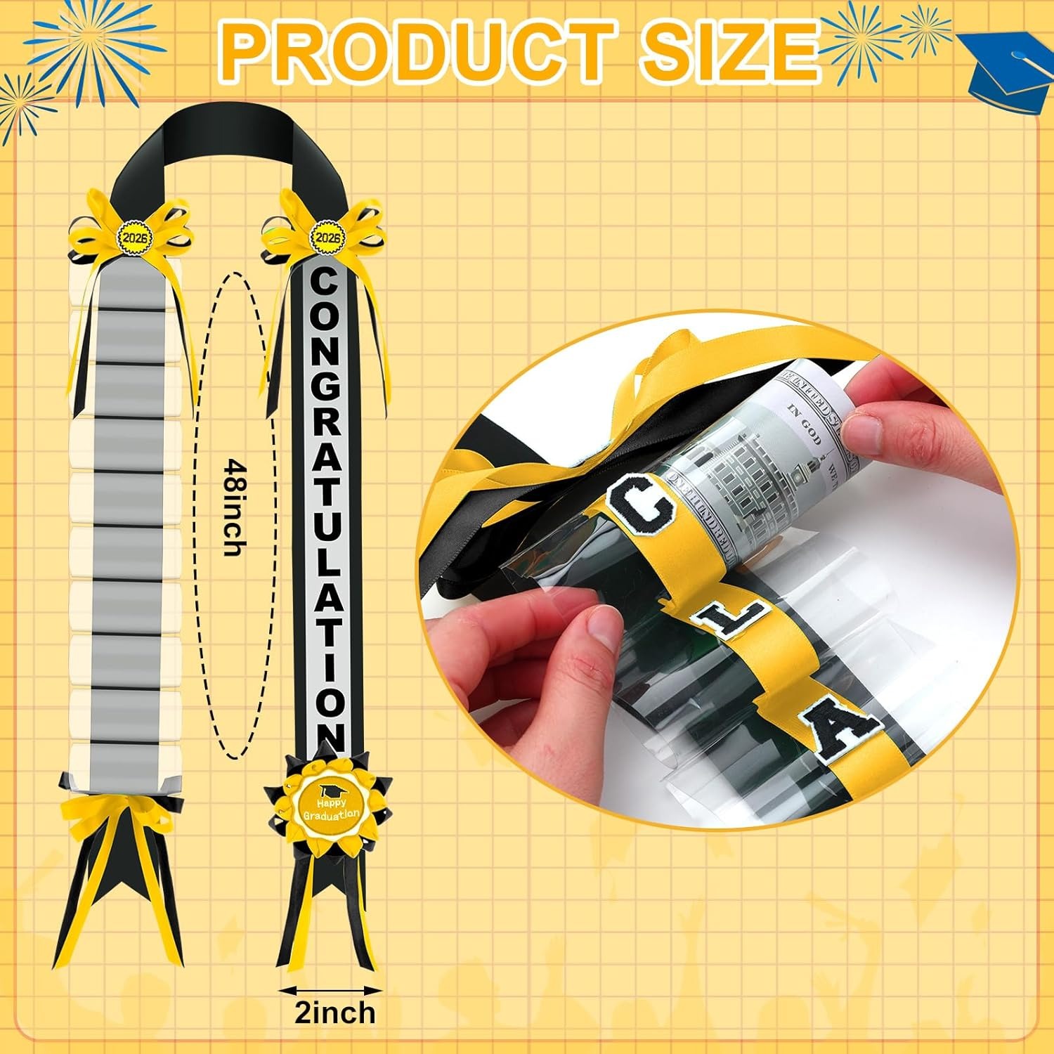 Lyrow Graduation Money Lei Class of 2026 Double Braided Lei Gift