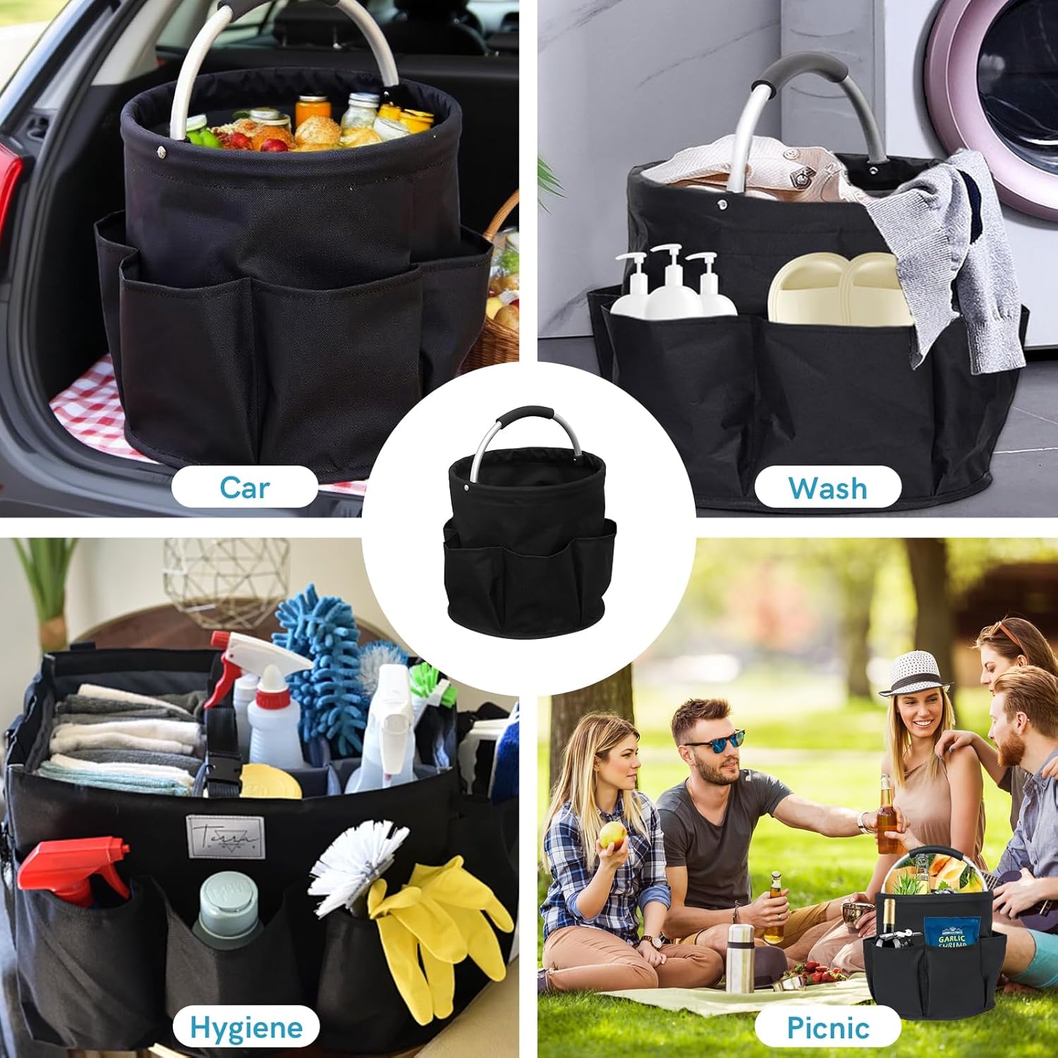 Foldable storage basket for gardening and camping