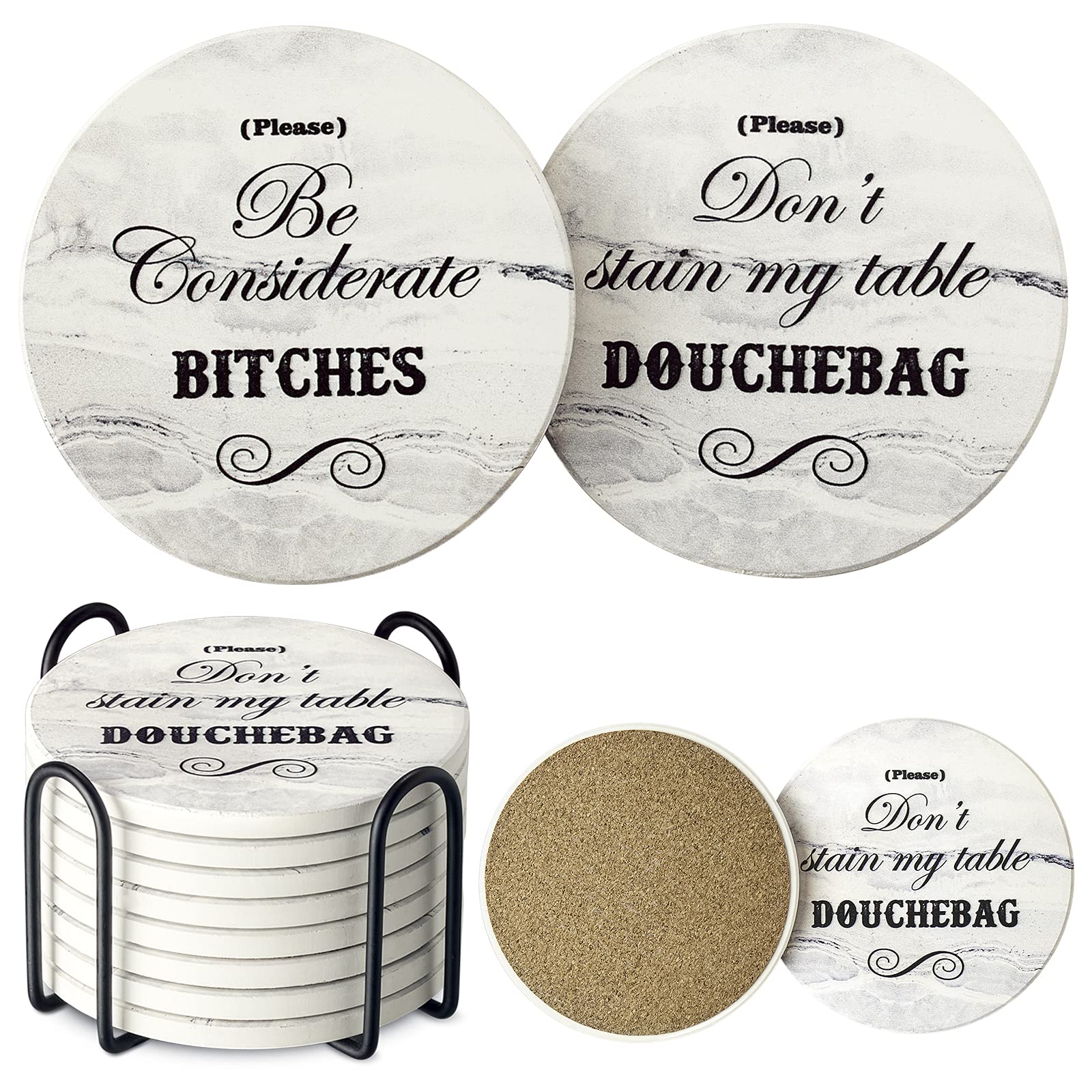 Funny Coasters for Drinks with Holder
