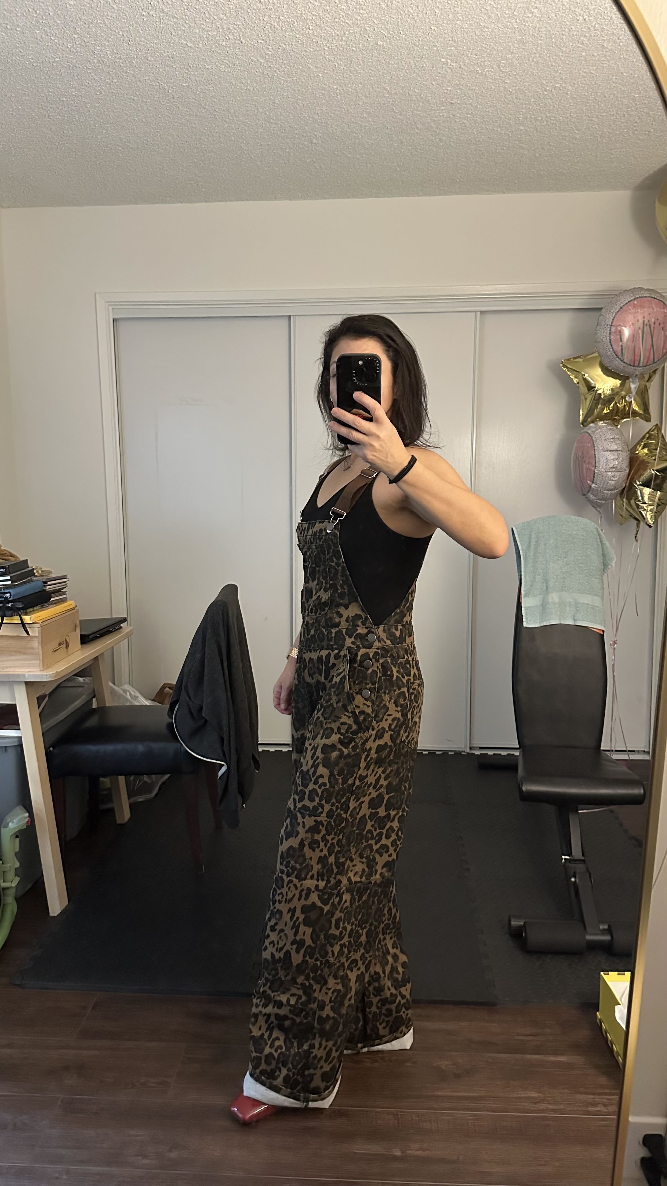 Leopard Pocket Buckle Up Wide Leg Oversized Jumpsuit (Buy 2 Free Shipping)